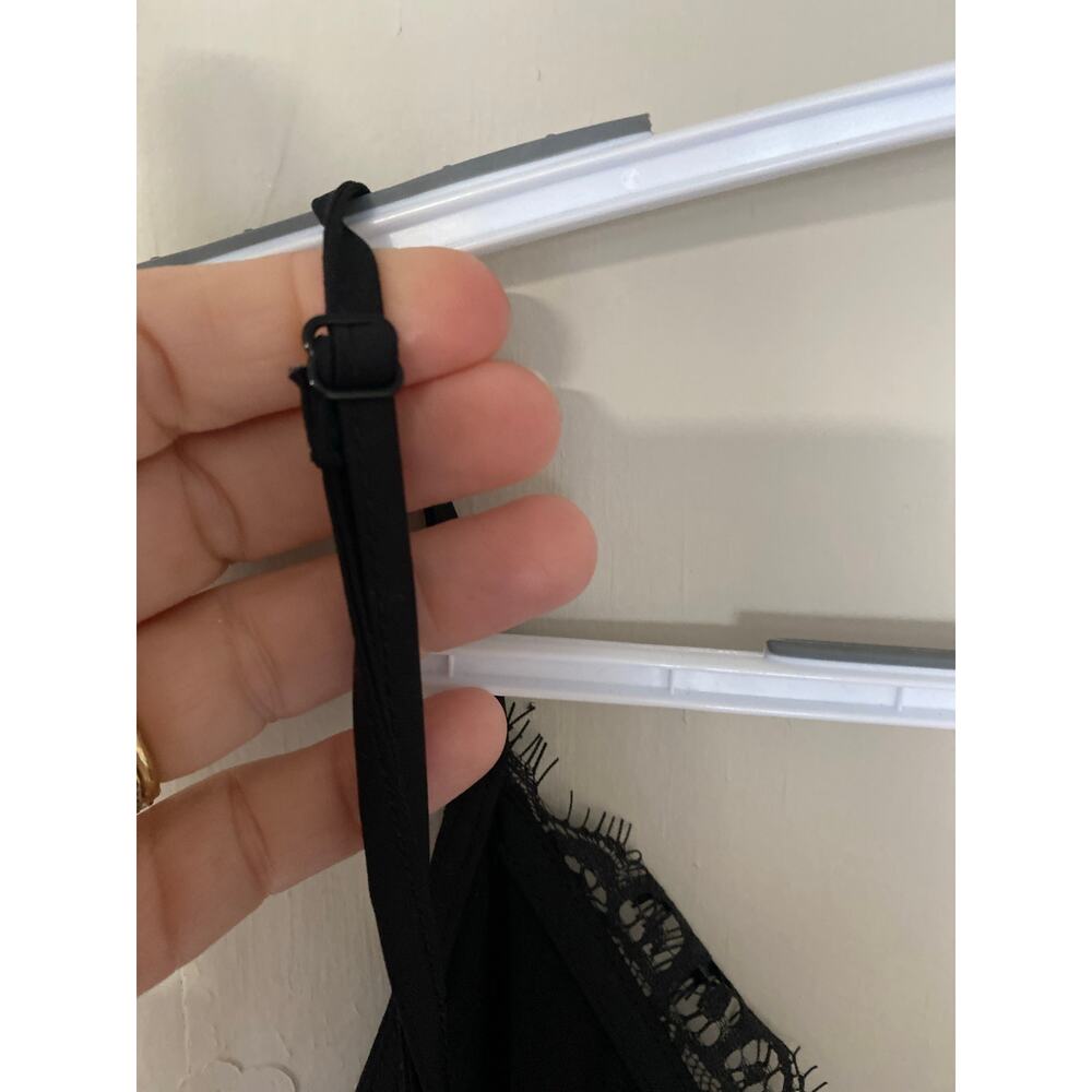 A New Day Black V-Neck Slip Dress Lace Trim Large Feminine Whimsygoth Whitchy - Picture 5 of 7